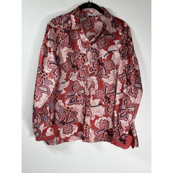 Chicos Botanical Art Print 3/4 Sleeve Top blouse  0 S 2 4 - Picture 2 of 10